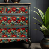  Blauw Witte Vogels Botanische Jade Bloemen Tissuepapier