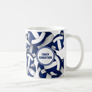 blauw witte volleybalteamkleuren coach bedankt koffiemok