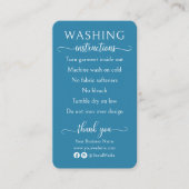Blauw-witte wasinstructies Shirt verzorging Visitekaartje (Voorkant)
