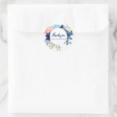 Blauw-witte waterverf bloemenbruiloft ronde sticker (Tas)