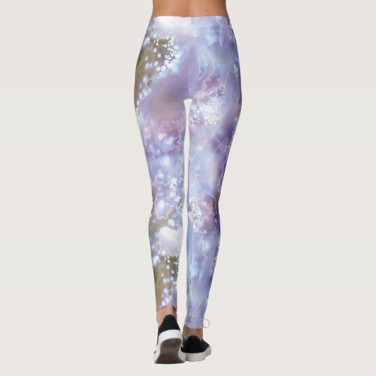 Blauw-witte Waterverf Leggings (Achterkant)