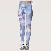Blauw-witte Waterverf Leggings (Voorkant)