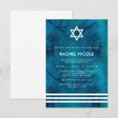 Blauw-witte Waterverf strepen Bat Mitzvah Kaart (Voorkant / Achterkant)