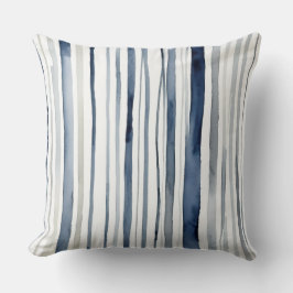 Blauw-witte waterverf strepen kussen