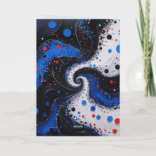 Blauw-witte werveling Abstract Ontwerp Blank Kaart (Achterkant)