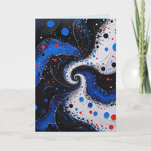 Blauw-witte werveling Abstract Ontwerp Blank Kaart (Voorkant)