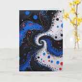 Blauw-witte werveling Abstract Ontwerp Blank Kaart (Gele Bloem)