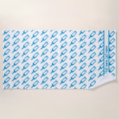 Blauw-witte wijnflespatroon met jouw naam strandlaken (Voorkant)