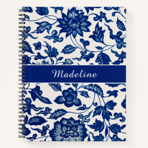 Blauw Witte Wilde Bloem Franse Landelijke Aangepas Notitieboek