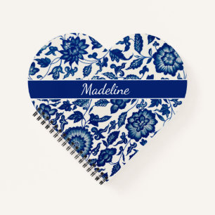 Blauw Witte Wilde Bloem Franse Landelijke Aangepas Notitieboek