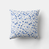 Blauw Witte Wilde Bloem Monogram Initiaal Bloemmot Kussen (Achterkant)