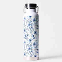 Blauw Witte Wilde Bloem Waterverf Bloemmotief