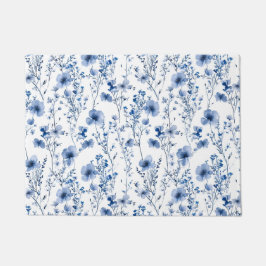 Blauw Witte Wilde Bloem Waterverf Bloemstuk Deurmat