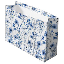 Blauw Witte Wilde Bloem Waterverf Bloemstuk