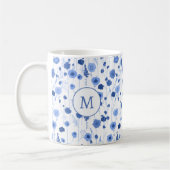 Blauw Witte Wilde Bloemenweide Botanisch Monogram Koffiemok (Links)