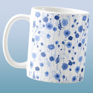Blauw Witte Wilde Bloemenweide Botanische Bloemenk Koffiemok