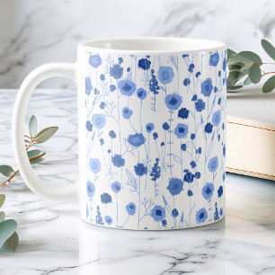 Blauw Witte Wilde Bloemenweide Botanische Bloemenk Koffiemok