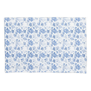 Blauw-witte wilg blad dambord patroon kussensloop