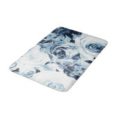 Blauw Witte Winter Bloemrozen Vintage Shabby Chic Badmat (Gekanteld)