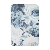 Blauw Witte Winter Bloemrozen Vintage Shabby Chic Badmat (Voorkant Verticaal)