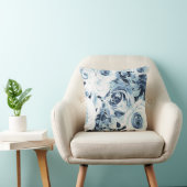 Blauw Witte Winter Bloemrozen Vintage Shabby Chic Kussen (Stoel)