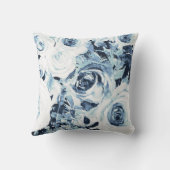 Blauw Witte Winter Bloemrozen Vintage Shabby Chic Kussen (Achterkant)