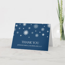 Blauw Witte Winter Bruiloftsdankkaart Bedankkaart