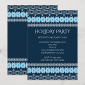 Blauw & Witte Winter Kant Elegant Feest Kaart (Voorkant / Achterkant)