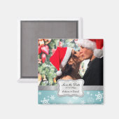 Blauw-witte winter sneeuwvlokken Save the Date Magneet (Voorkant / Achterkant)