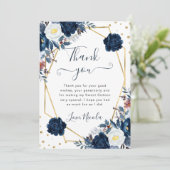 Blauw-witte winterbloemen Lijst Sweet 16 Bedankkaart (Staand voorkant)