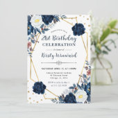 Blauw-witte winterbloemen Lijst verjaardag Kaart (Staand voorkant)
