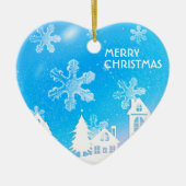 Blauw-witte winterfeestdag 2023 keramisch ornament (Voorkant)