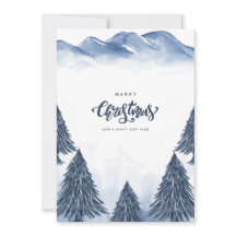 Blauw Witte Winterlandschap Kerst Groet