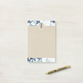 Blauw Witte Winterrozen Kraft Landelijk Monogram Post-it® Notes (Op bureau)