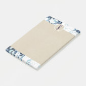 Blauw Witte Winterrozen Kraft Landelijk Monogram Post-it® Notes (Schuin)