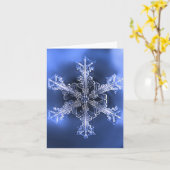 Blauw & Witte Winterse Sneeuwvlok Vouwbare Wenskaa Kaart (Gele Bloem)