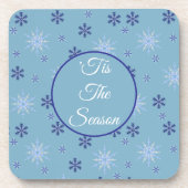 Blauw-witte wintersneeuwvlok bier onderzetter (Voorkant)