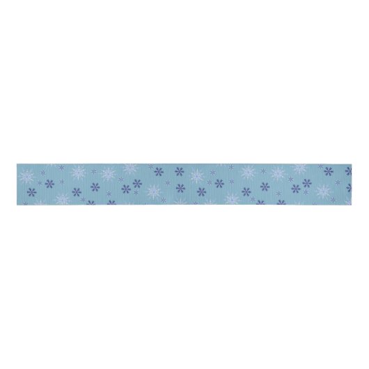 Blauw-witte wintersneeuwvlok grosgrain lint (Voorkant)