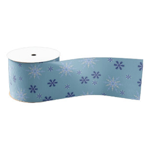 Blauw-witte wintersneeuwvlok grosgrain lint