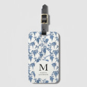 Blauw-witte Wisteria Grandmillennial Bagagelabel (Voorkant (verticaal))