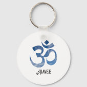 Blauw & Witte Wolken Om Symbool 2-in Aluminium Sleutelhanger (Voorkant)