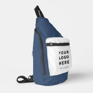 Blauw Witte Zakelijk Logo Naam Reisavonturen Sling Bag