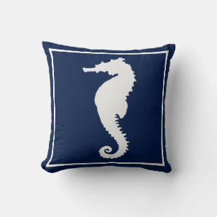 Blauw-Witte Zeepaard Kust Nautilus Strand Kussen