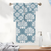 Blauw-witte zeeschelp bad handdoek