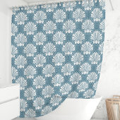 Blauw-witte zeeschelp douchegordijn