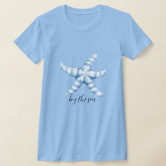 Blauw Witte Zeester Strand T-shirt (Laagn)