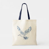 Blauw Witte Zeester Strand   Tote Bag (Achterkant)