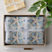 Blauw Witte Zeester Zeeschelp Nautilus Decoupage Tissuepapier (Geschenk)