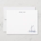 Blauw-witte zeilbootjacht  bedankkaart (Voorkant)
