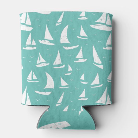 Blauw-witte zeilboten Aangepast nicht Blikjeskoeler (Achterkant)